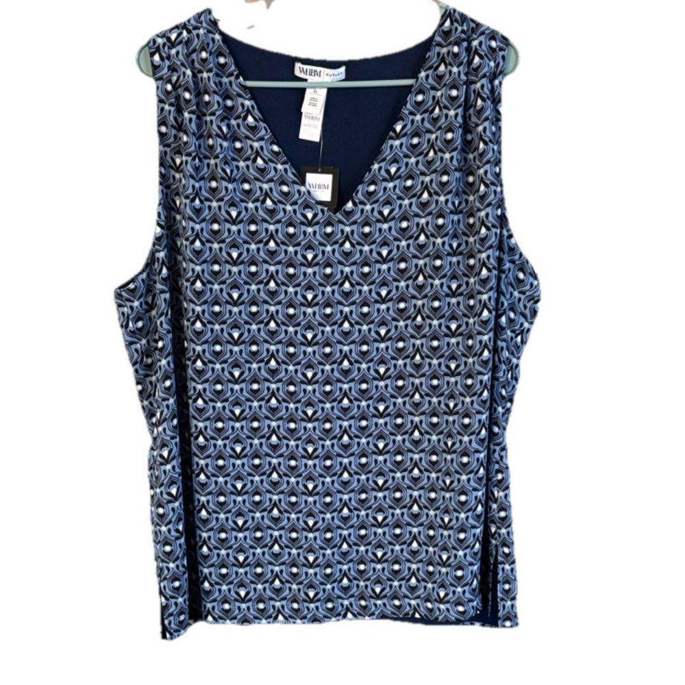 White House Black Market Outlet NWT Navy Reversible Sleeveless Blouse Size XL
